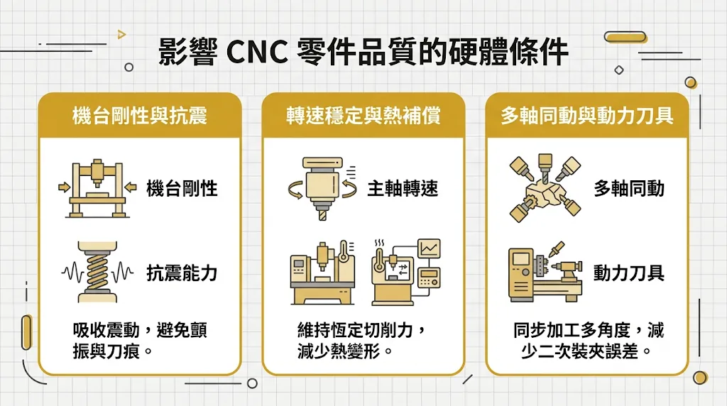 決定CNC車床加工零件品質的硬體設備條件